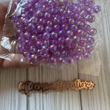 Clear purple iridescent beads 8mm