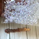 Clear white iridescent beads 8mm