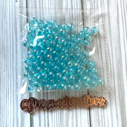 Clear Light Blue Iridescent beads 8mm