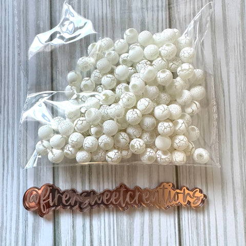 Matte frosted white beads 8mm