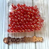 Clear Red iridescent beads 8mm
