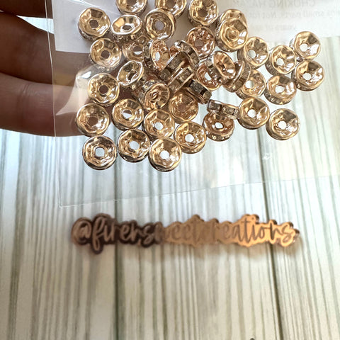 Rose gold with clear stone spacers 8mm