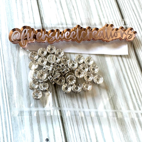 Sliver with clear stone spacers 8mm